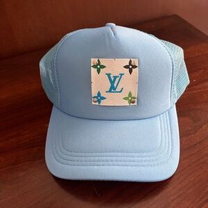 Blue Mesh Trucker Hat with Authentic LV patch
